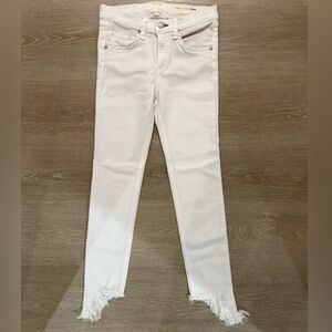 Rag & Bone White Skinny Ankle Jeans 25 Raw Hem Stretch